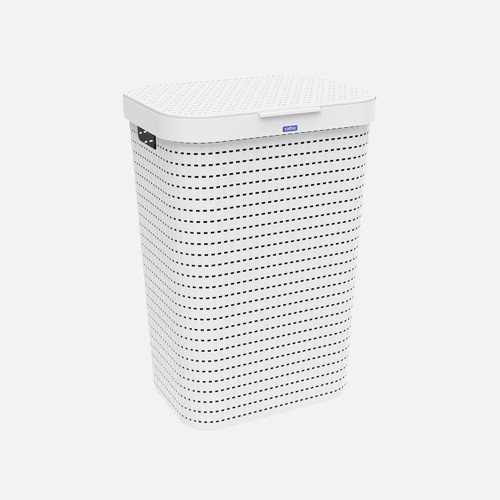 Kapaklı Çamaşır Sepeti Beyaz (4'li Paket)