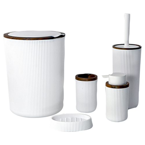 Banyo Seti 5 Parça Ahşap&Beyaz (3'li Paket)