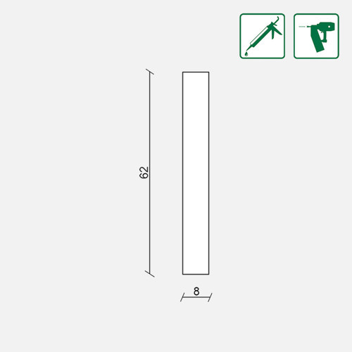 Ham MDF Duvar Kaplama Çıtası 8x62x1180 mm 6 Parça (2'li Paket)
