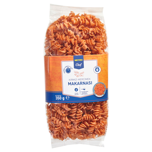 Burgu Makarna 350 G Kırmızı Mercimek Unlu (8'li Paket)