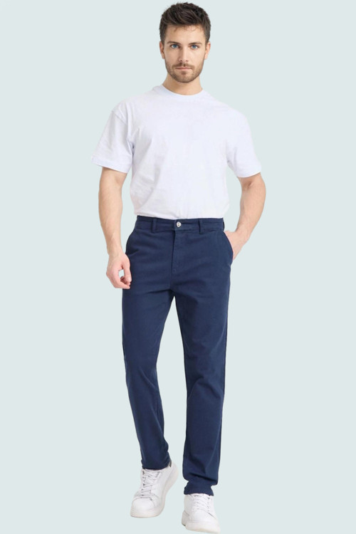 Erkek Günlük Kullanım İçin Straight Kalıp Chino Pantolon Esnek Gabardin Kumaş Modern Tasarım