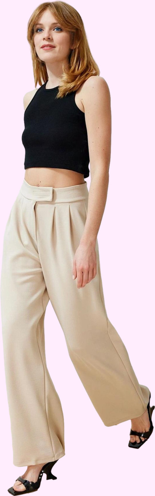 Kadın Renk Casual Yüksek Bel Geniş Paça Pantolon Günlük Kullanım Yaz Aylarının Vazgeçilmezi