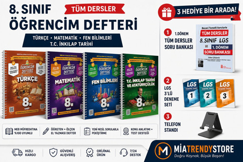 MURAT YAYINLARI LGS ÖĞRENCİ DEFTERİM SETİ 4 KİTAP-LGS 1.DÖNEM TÜM DERSLER SORU BANKASI,LGS 3'LÜ DENEME SETİ VE TELEFON STANDI HEDİYE!!