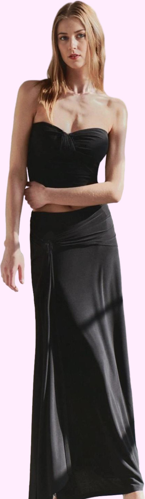 Kadın Örme Maxi Etek Renk Sandy Dokuma Aksesuar Detaylı Bodycone Yaz Aylarının Vazgeçilmezi