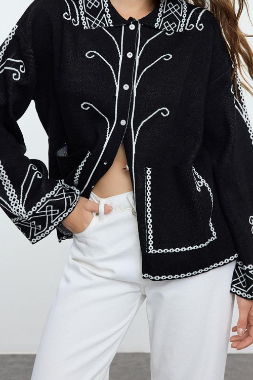Kadın Modern Tarz Regular Polo Yaka Regular Triko Hırka