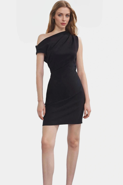 Yazlık Mini Elbise Bodycon Kalıp Tek Kol Dokuma Kumaş Seçkin Malzeme Şık Görünüm
