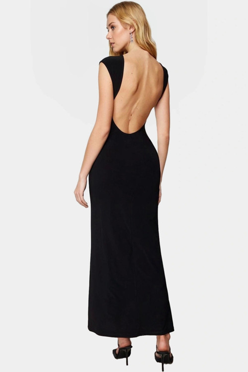 Yazlık Maxi Elbise Sırt Dekolteli Bodycon Örme Kumaş Trend Tasarım Dayanıklı Malzeme