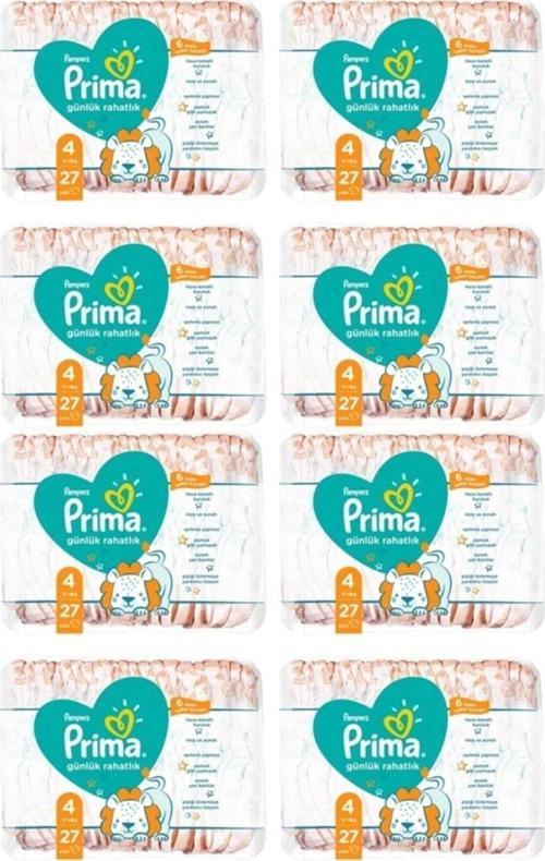 Pampers Günlük Rahatlık 4 Beden Bebek Bezi 27 Li X 8 Paket = 216 Adet Bez