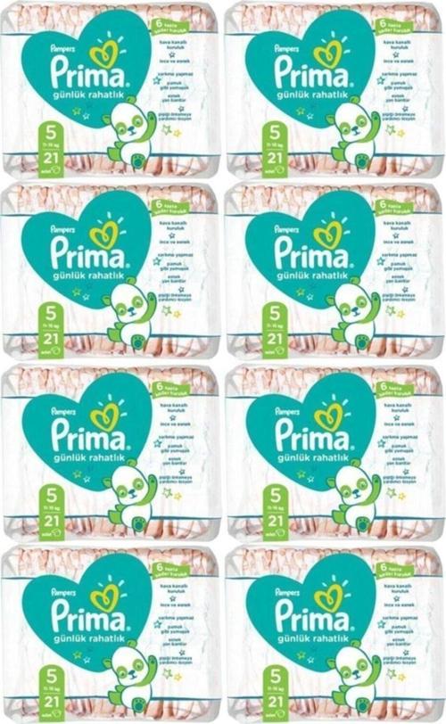 Pampers Günlük Rahatlık 5 Beden Bebek Bezi 21 Li X 8 Paket = 168 Adet Bez