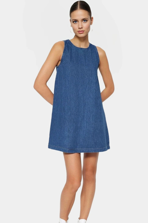 Pamuk Denim Mini Elbise Rahatlığı ve Şıklığı Bir Arada Profesyonel Görünüm Özel Tasarım