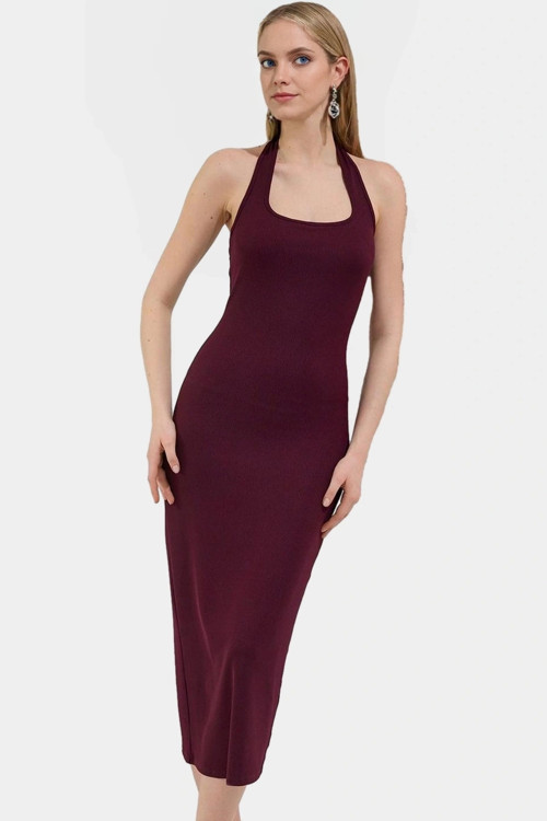 Midi Elbise Esnek Örme Kumaş Bodycon Kalıp Günlük Stil Kaliteli İşçilik Seçkin Malzeme