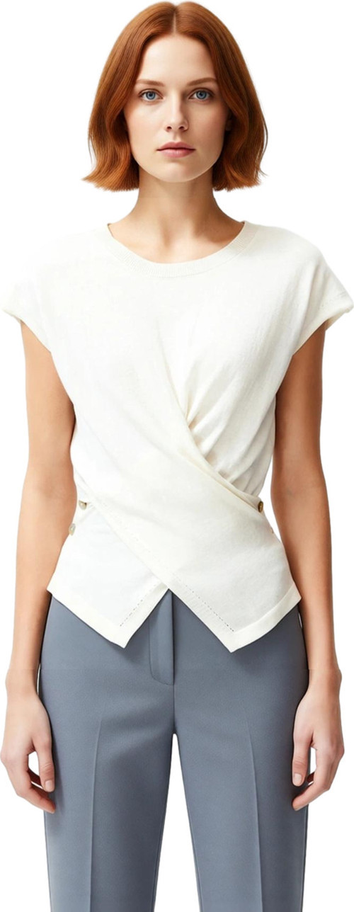 Moda Bisiklet Yaka Triko Slim Düz Desen Casual Günlük Regular Kolsuz Bluz