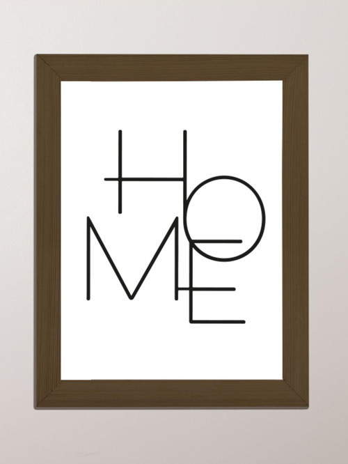 Home Yazılı Ceviz Renk Çerçeveli Ahşap Poster Tablo