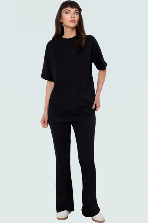 Yazlık Kadın Pamuk T shirt Pantolon Takımı Rahat Şık ve Nefes Alabilir Kullanım Modern Stil