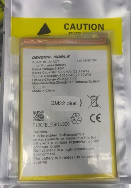 General Mobile Gm 22 Plus G512 Bl-a19ct Uyumlu Batarya Pil 6000 Mah