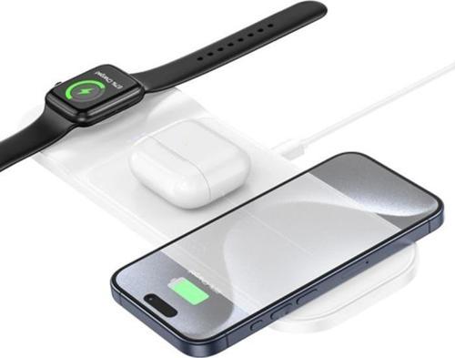 HC 3in1 15W Ultra Hızlı Kablosuz Şarj Aleti,Telefon, Kulaklık, Saat Şarj Standı, Voltaj Korumalı