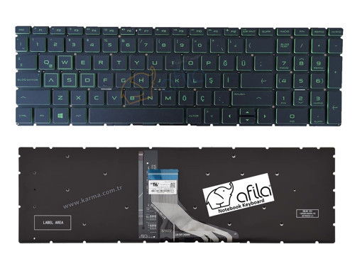 HP 15-dw4001nt (7K306EA) Uyumlu Notebook Klavyesi, Laptop Tuş Takımı (Siyah TR) ışıklı / Yeşil Tuşlu