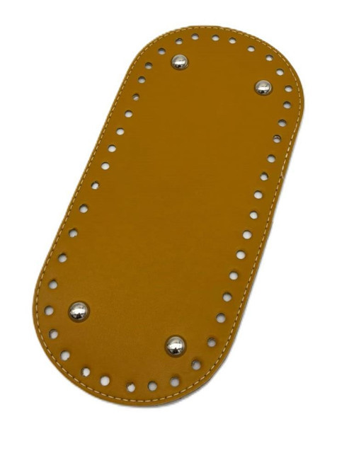 Suni Deri Hardal Renk Oval Taban 25X12 Cm Silvery Metalli