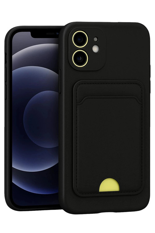 Mey İthalat® iPhone 11 Kılıf Kelvin Kartvizitli Silikon - Siyah