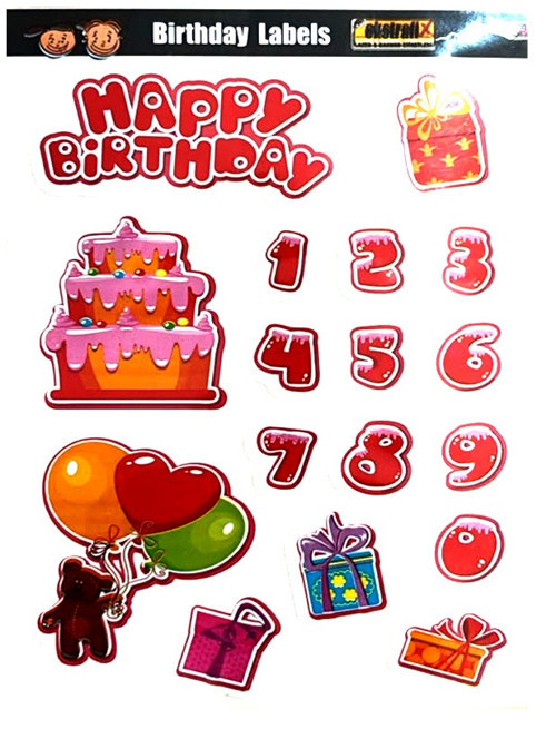 Dekoratif Etiket Sticker Brithday Labels 80X120Mm Dl-006 - 4 adet