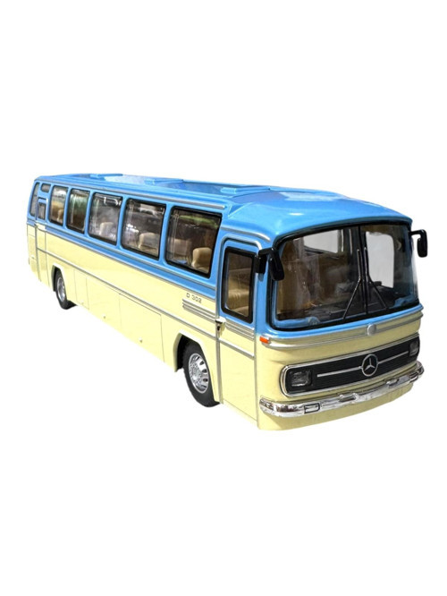 1:24 Mercedes-Benz O302 Klasik Model Metal Otobüs – Çek-Bırak, Sesli ve Işıklı (Mavi-Krem) 25 Cm
