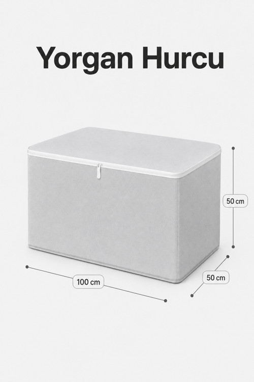 Hurç Yorgan Battaniye Saklama Hurcu Fermuarlı Geniş Hacimli Hurç 100x50x50 Cm 1 Adet