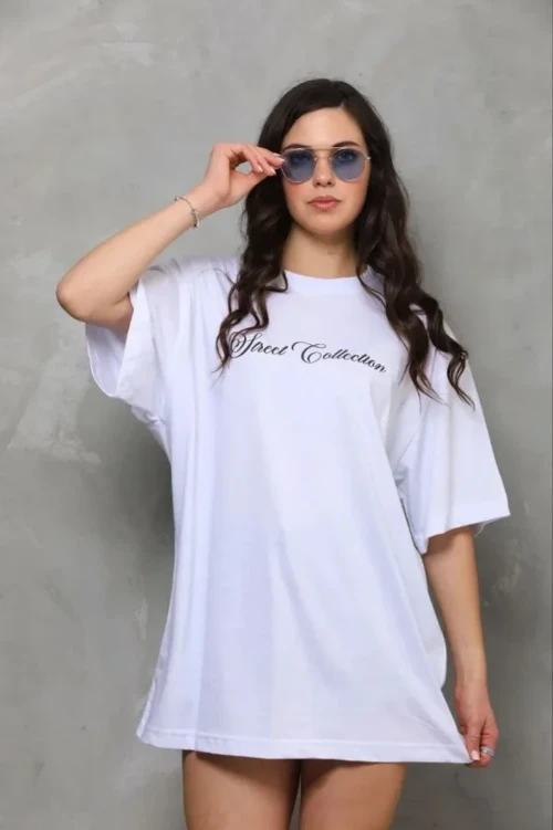 Baskılı T-Shirt Kısa Kol Bisiklet Yaka Regular Rahat Kalıp Günlük Tişört - Beyaz