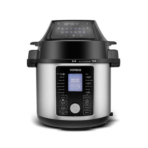 Cooker 2 in 1 Çok Amaçlı Basınçlı Pişirici Akıllı Elektrikli Düdüklü Tencere ve Airfryer Silver 6L