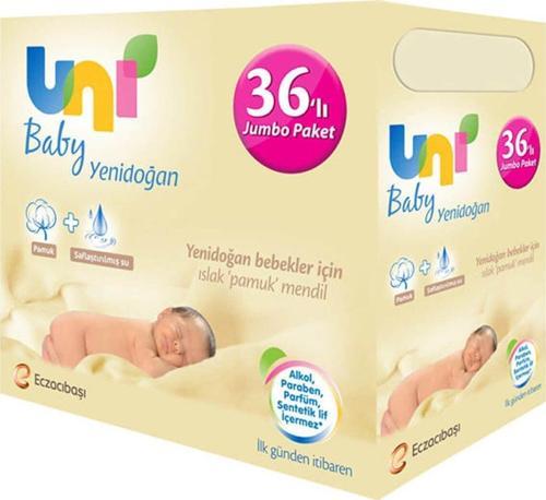 Yenidoğan Islak Pamuk Mendil 36 Adet 40 Paket