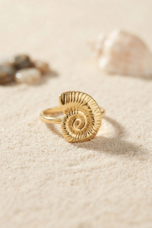 Nautilus Tasarım Gold Renk Kadın Yüzük
