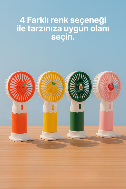 Mini Fan Vantilatör 2 Si 1 Arada Masaüstü El Fanı Turbo Üfleme Telefon Standlı Şarjlı Vantilatör