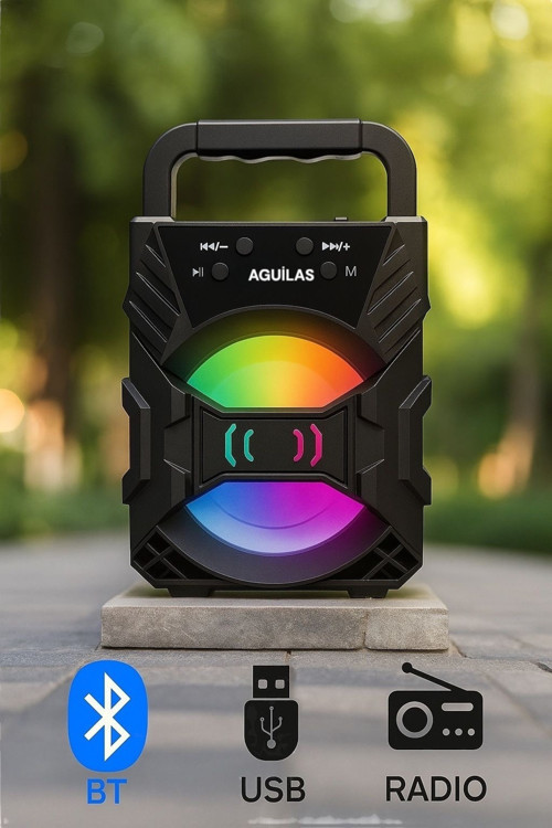 Ags 1903 Fm Radyolu Mini Taşınabilir Müzik Çalar Kutusu Bluetooth'Lu Ses Bombası
