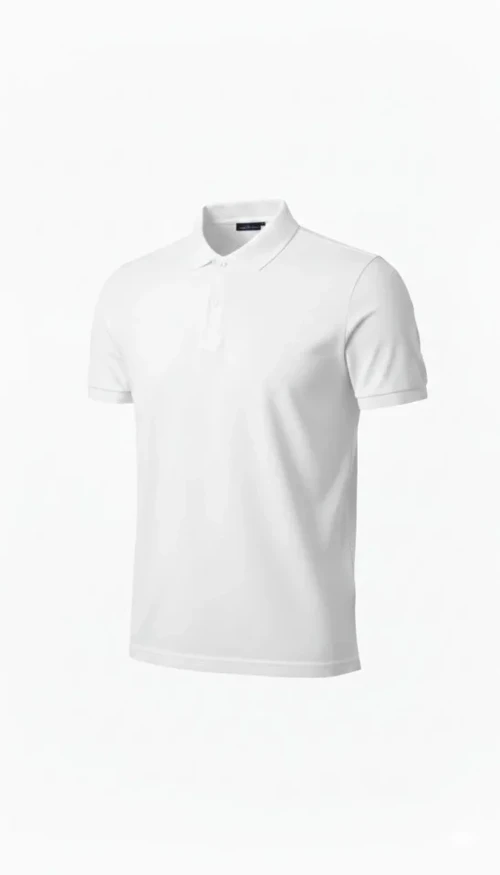 Erkek Pike Kumaş Düğmeli Yaka Regular Fit Günlük Kısa Kol Tişört T-shirt - Beyaz