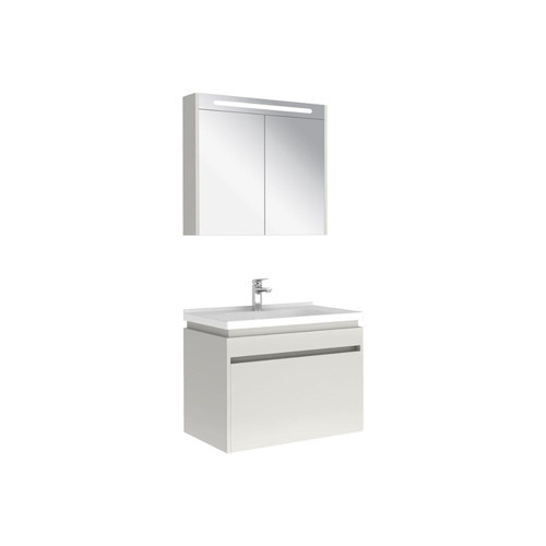 Idea 2.0 80 cm Tek Çekmeceli Set Parlak Beyaz (Lavabo Dolabı + Aynalı Dolap)