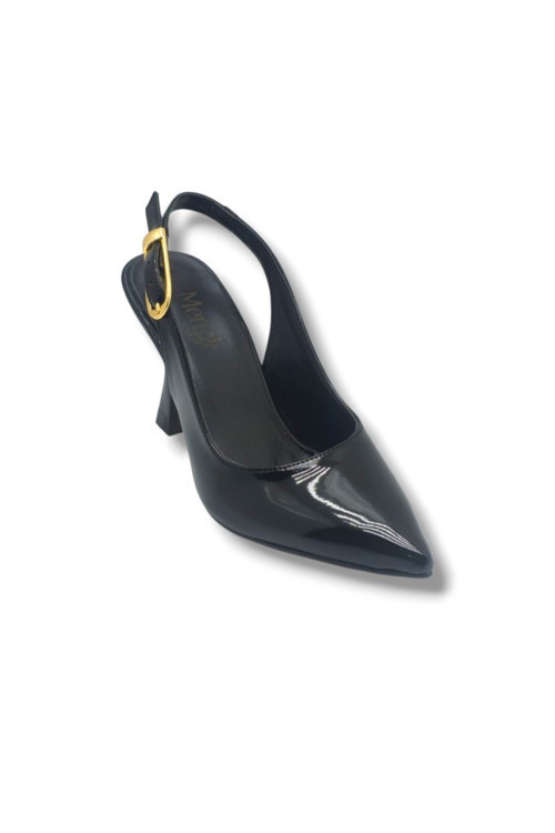 692-26 Rugan Deri Arkası Açık İnce Topuk Kadın Stiletto(8,5cm)