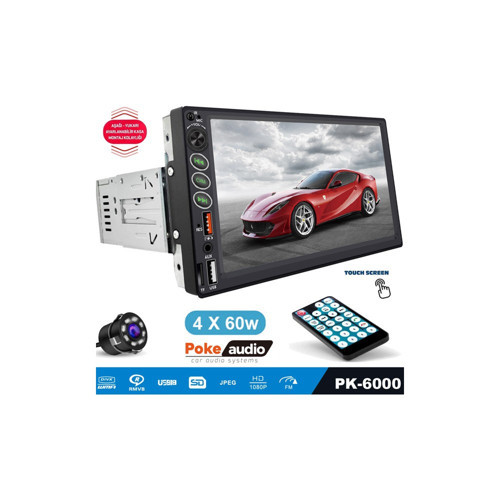 Tofaş Tek Din Teyp 7 Inch 4X60 Watt 2xusb Şarjlı Kameralı Poke PK-6000