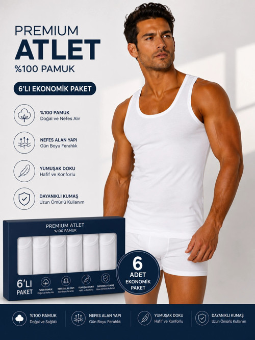 One Beyaz Erkek Atlet 6 ADET 101-