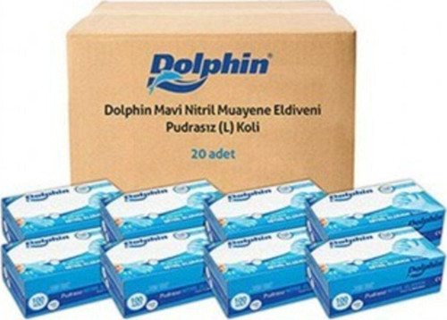 Mavi Nitril Pudrasız L Beden Eldiven 20 Kutu x 100 Adet