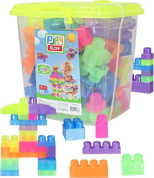Play Blox Yapı Oyuncakları 3080 Neon Renkler Mega Blok Seti 83 Parça Kovalı
