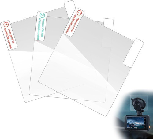 3 x şeffaf anti-statik filmler, ön cama yapışır, tüm dashcam ile uyumludur