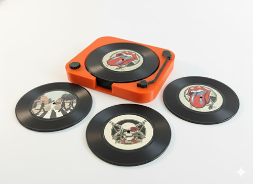 Retro Plak Bardak Altlığı ve Magnet Seti