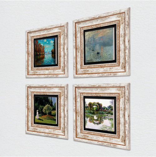 Pinecone Stone Monet Sonbahar, Gül Çiçekli Kemer, Bahçedeki Kadın, Gün Doğumu Taş Duvar Tabl