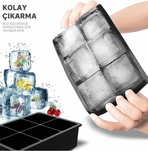 Mithra Life 6 lı Büyük Boy Kare Silikon Buz Kalıbı MIT1073