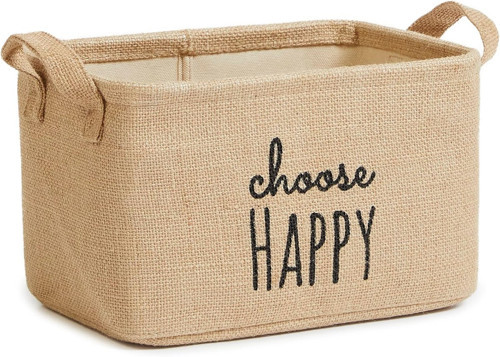 Ocean Home Textile Choose Happy Baskılı Sepet //30x21x18