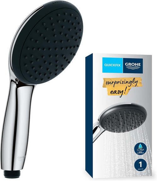 GROHE Vitalio Start 110 El Duşu, 1 Akışlı Yağmur Duşu, 110mm Yuvarlak Duş Başlığı, Kireç