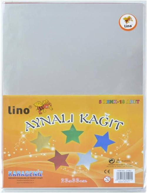Lino Aynali Metalik Karton 5 Renk 10'Lu 23 x 33 cm
