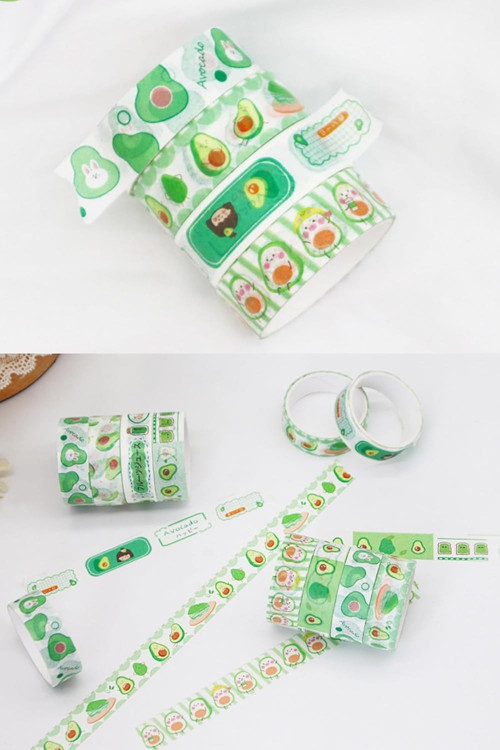 Kolbi Craft 1 Kutu 4 Rulo Sevimli Avakado Washi Bant Tape Scrapbook Bullet Journal Günlük Planlay�