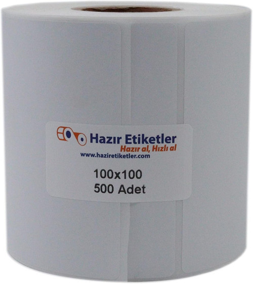 hazır etiketler , hazır al hızlı al Lamine Termal Etiket 100mm x 100mm Ruloda 500 Adet 40mm Kuka
