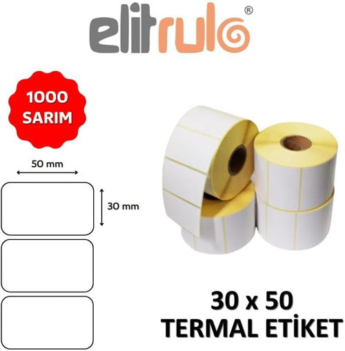 Elitrulo Barkod Etiketi 30x50 Termal - 1000 Adet