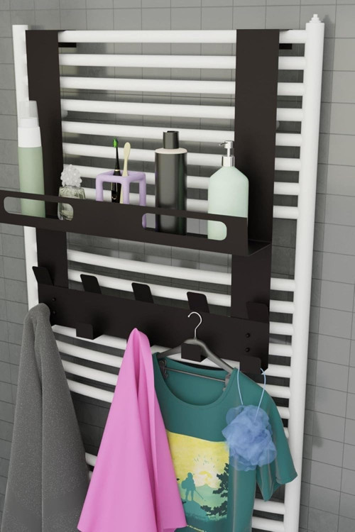 Risingmaber Siyah Raflı Havlupan Askısı Banyo Petek Askısı ve Raflı Havlu Askılığı, Banyo